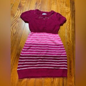 Justice Knit Sweater Dress – Girls 10 – Pink & Burgundy Stripe